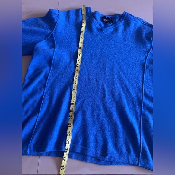 INC International Concepts Merino Wool sweater Blue V Neck soft long sleeve - Picture 10 of 14